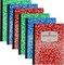 4E's Novelty Wide Ruled Composition Notebooks - Pack of 6- Hard Cover 100 Sheets 9.75" x 7.5" - Red Blue Green Cute Marble Colors, Bulk Compositon Book Wide Ruling, Back to School Supplies
